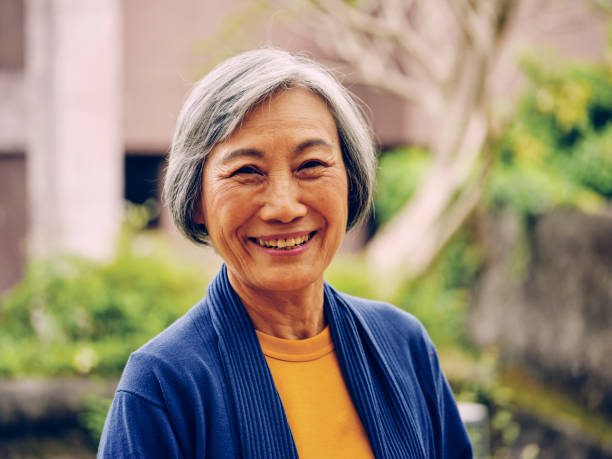 a portrait of a senior aged taiwanese woman in taipei taiwan.